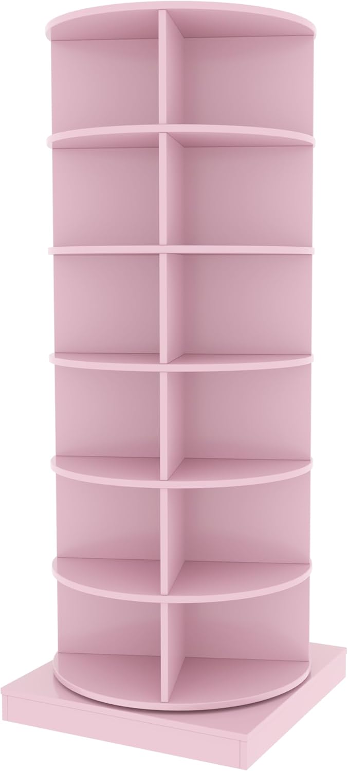 Rotating Shoe Rack, 6-Tiers Storage Shoe Rack Tower, Free Standing 360°Shoe Storage Organizer for Entryway Living Room Hallway (Pink, 6-Tiers)