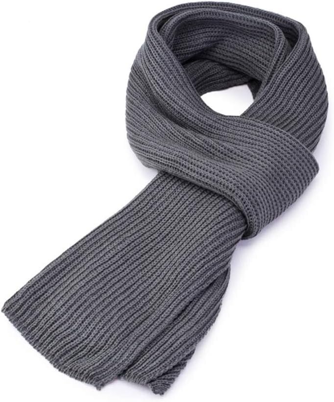 Men Fashion Winter Korean Solid Color Knitted Scarf Black Grey Warm Thickened Scarves Gift for Men