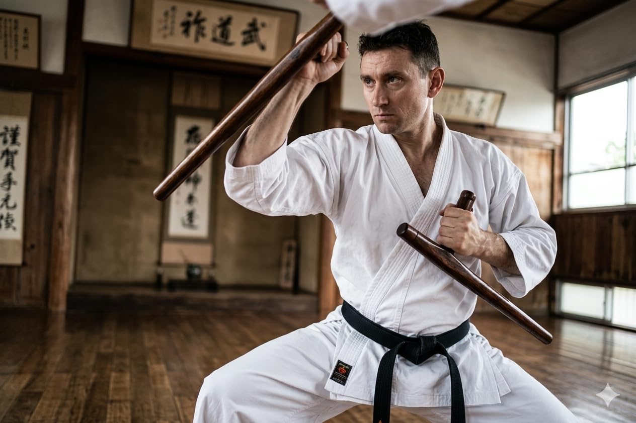 W-TON-v2 in Legno, Attrezzo per Allenamento Arti Marziali Karate Kung-Fu Aikido Jiu-Jitsu Kobudo di Okinawa