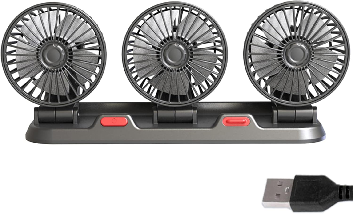 USB Fan,Car Fan USB 5V 12V 24V 2 Speed Electric Car Cooling Fan 3 Head Rotatable Quiet Strong Dashboard Cooling Air Circulators