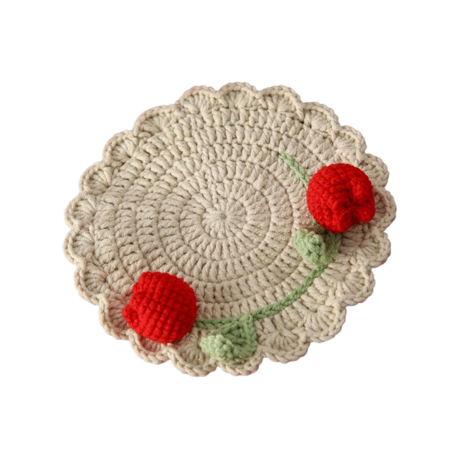 Oxxggkao Bright Double Headed Tulips Coasters Set Handcrafted Tabletop Accessories Ideal for Dining Room and Gatherings Decorative Tulips Beverage Mats