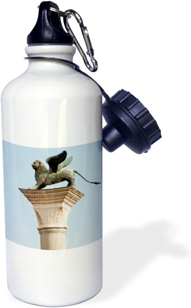 3dRose "Winged lion statue, Saint Mark, Piazzetta, Venice. Italy EU16 PRI0186 Prisma" Sports Water Bottle, 21 oz, White