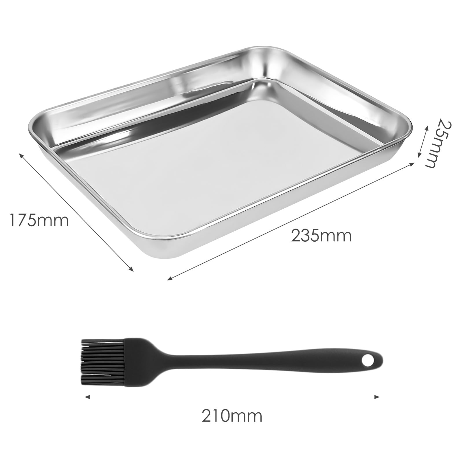 Teglia Forno Acciaio Inox 23.5x17.5x2.5cm - Antiaderente, Lavabile Lavastoviglie, Per Dolci E Arrosti - Foto 3