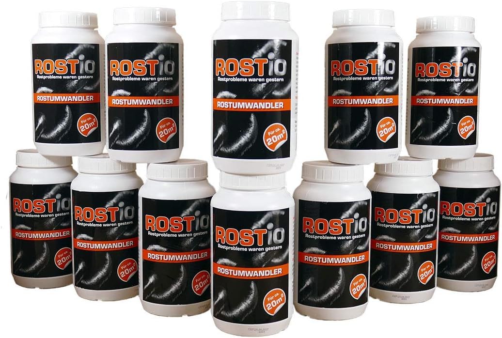 Rostio Convertisseur de Rouille - Stop-Rouille - Traitement antirouille 1 L (12 pièce)