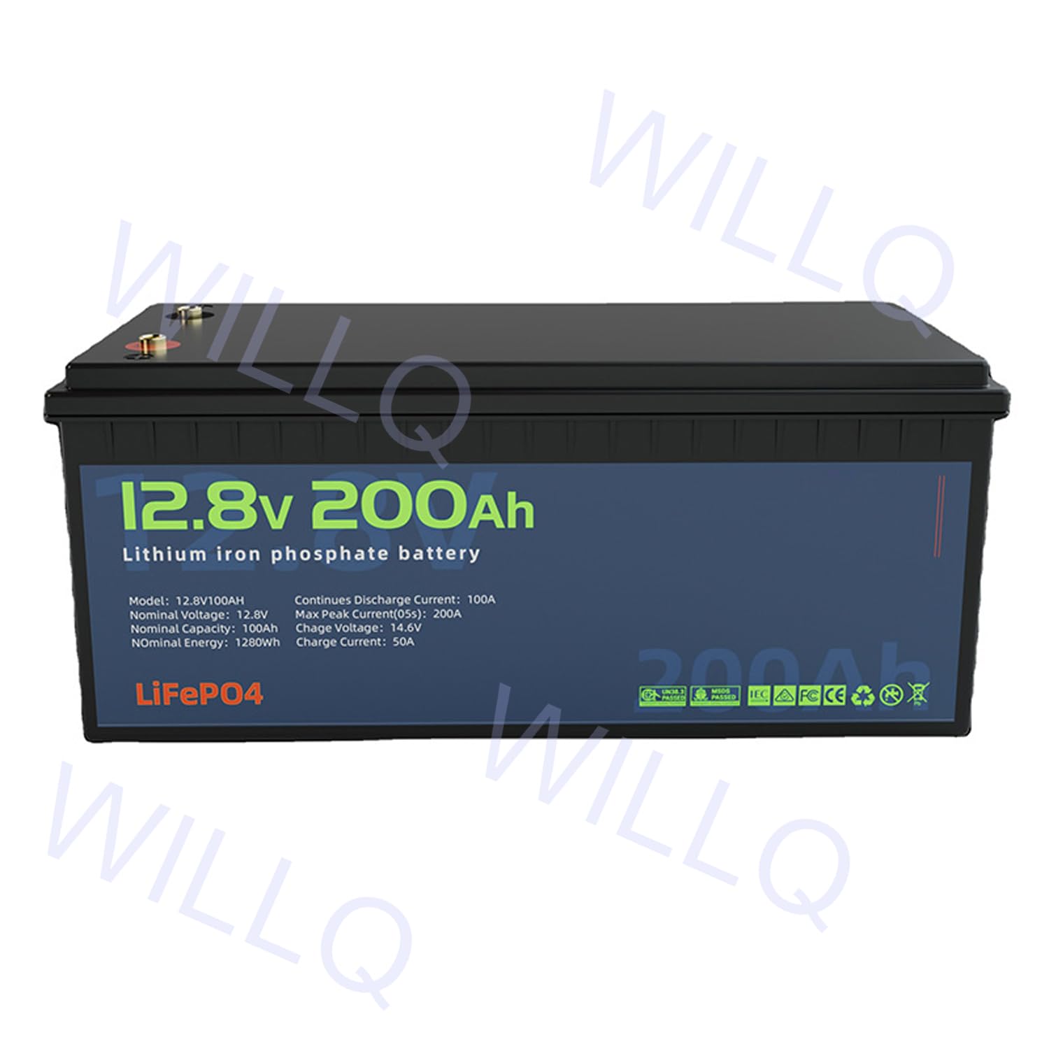 Batteria al Litio LiFePO4 12V 200Ah Integrata 200A BMS Alta Potenza 2000+ cicli Profondi Perfetta per Batteria di Backup 12,8V per Applicazioni off-Grid Camper Solare Marino