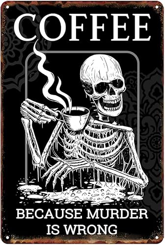 Divertida decoración de oficina, cafetería, esqueleto, decoración de pared, letreros de metal para decoración del hogar, letreros de metal vintage,