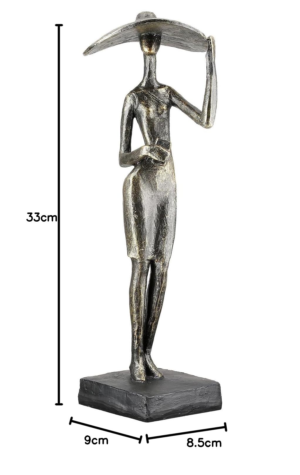 Casablanca Skulptur Lady mit Hut, Deko Figur Bronze, Kunstharz Statue Wohnzimmer, Büro Dekoration H. 33 cm x B. 8,5 cm - Moderne Skulpturen