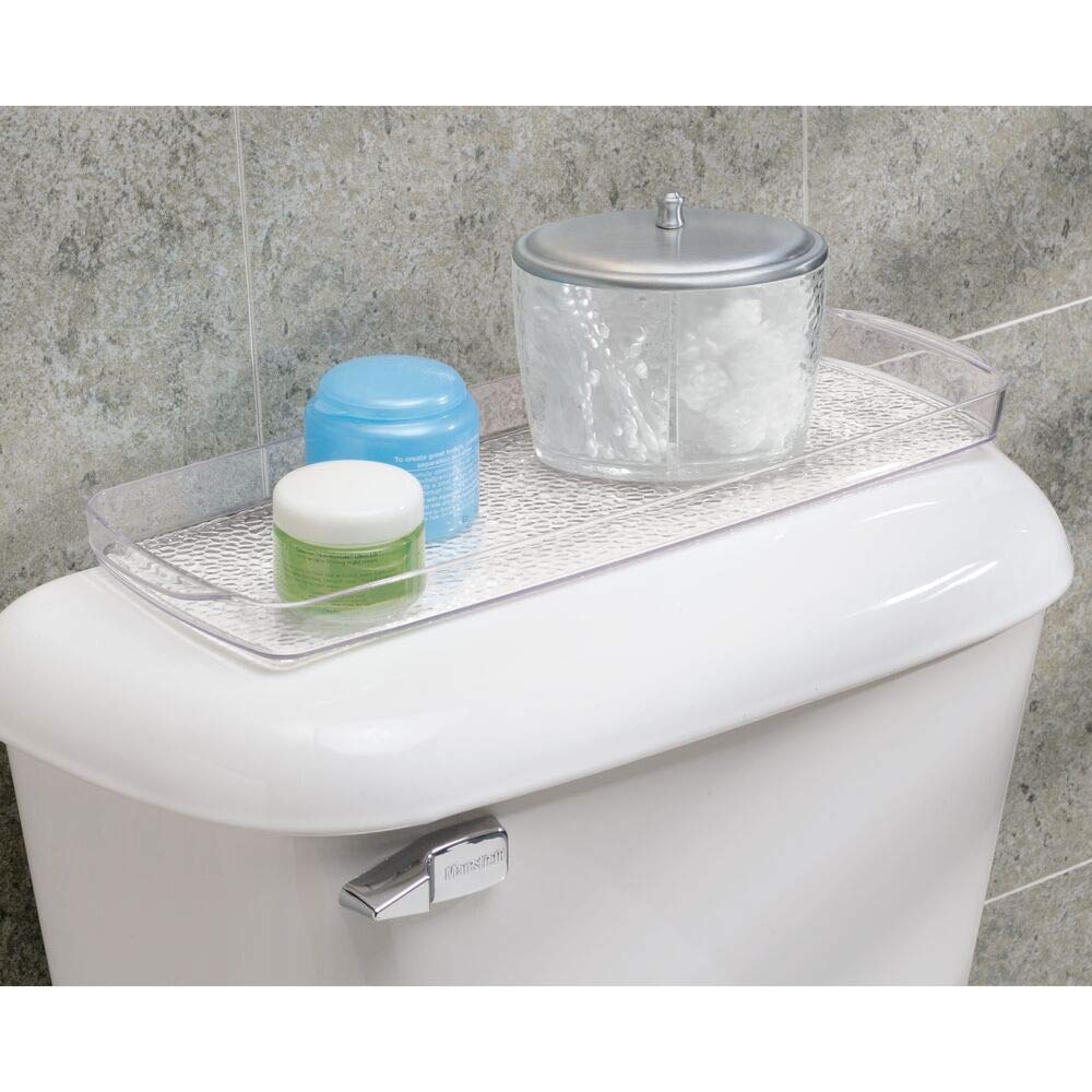 mDesign Long Plastic Bathroom Vanity, Countertop, Toilet Tank Top