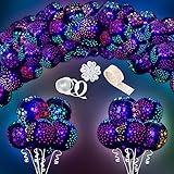 WATINC 103pcs Neon Balloons Garland for Black Light Party, Neon Glow in Dark Party Balloons, Neon...