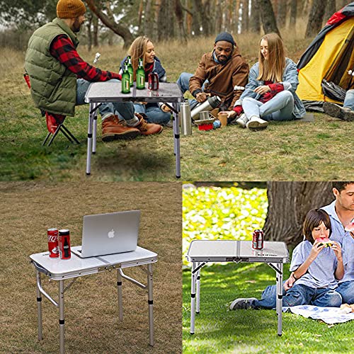 Yufifairy Folding Camp Table Small, 24''L X16''W With Adjustable Height Legs, Indoor Outdoor Lightweight Portable Aluminum Dining Table For Picnic Camping 2-Feet(2 Heights 10"/19") thumb #5