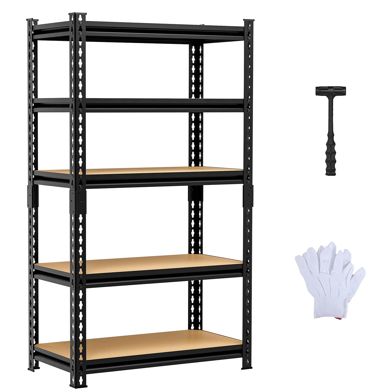5-Tier Adjustable Metal Storage Rack, 2000 lbs Capacity, Heavy-Duty Garage Shelving, Black, 28“W x 11.8 ”Dx 59.8“H, Suitable for Kitchen Storage, Basement, Multi-Functional Storage Rack.