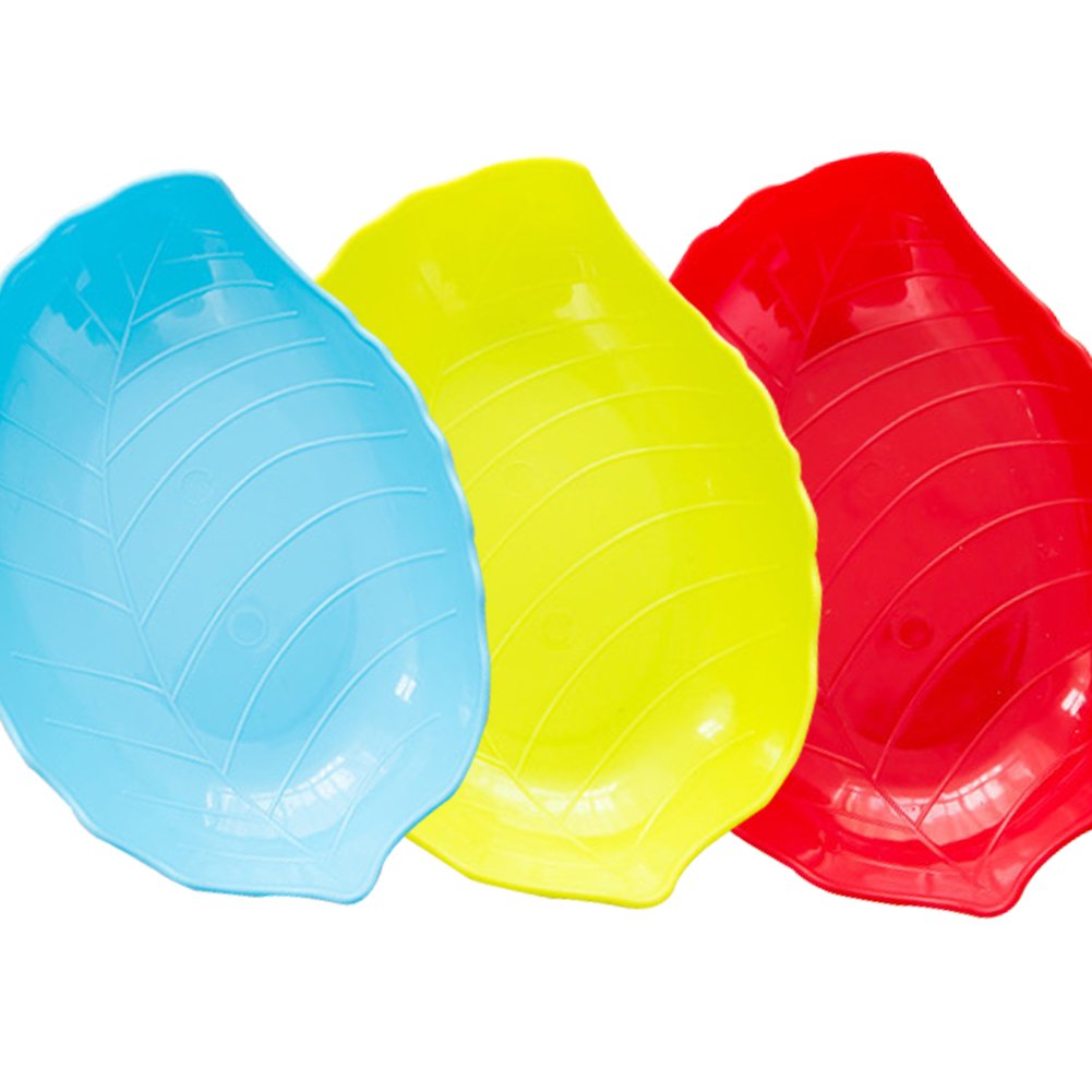 OMEM Reptile Food Bowl Leaf shape Water Dish,Feeding Dish,Tortoise Bowl (3 Random colors)