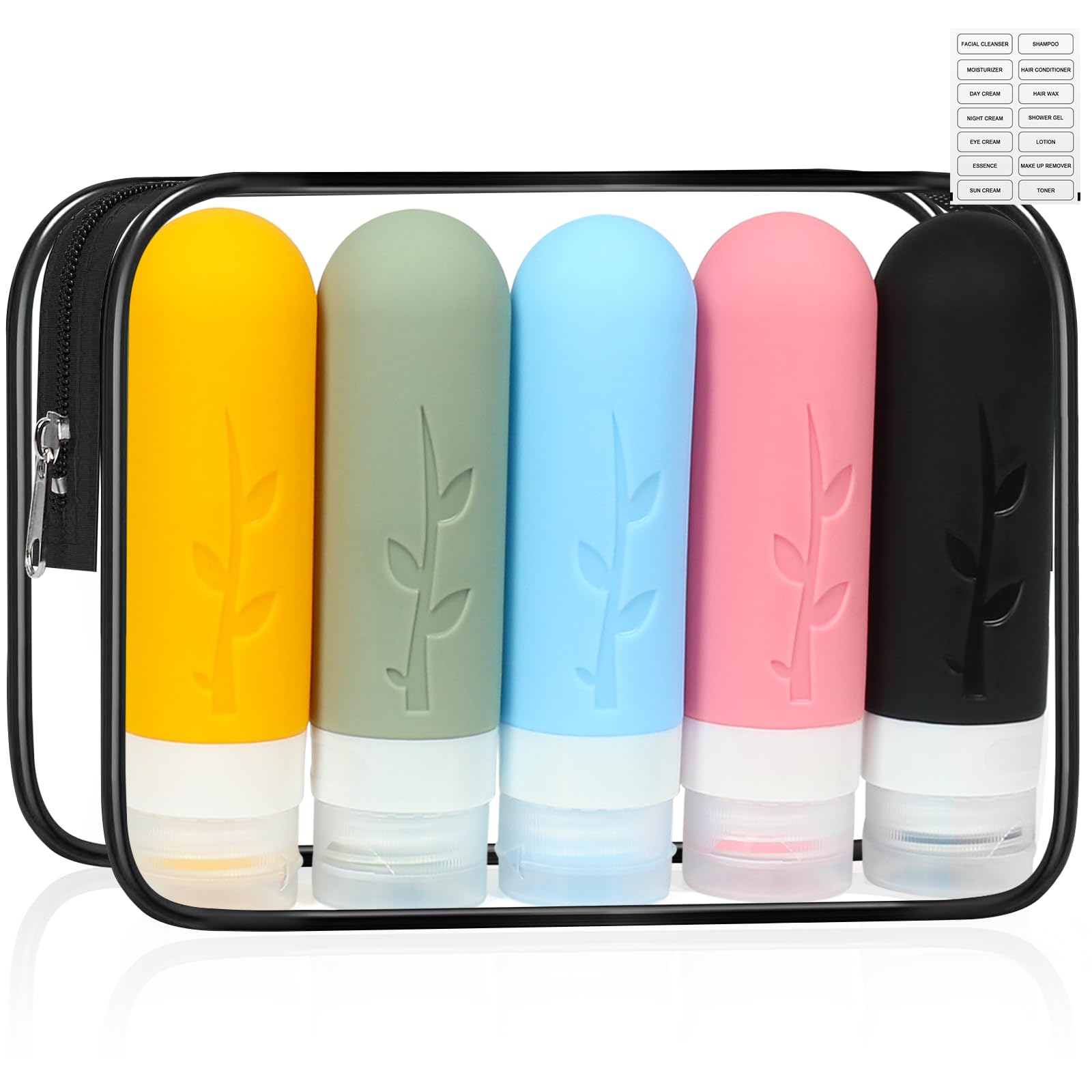 Shintop Travel Bottles for Toiletries, 3oz TSA Approved Travel Size Bottles Leak Proof Silicone Travel Containers BPA Free Refillable Squeeze Bottles For Shampoo Conditioner Liquid Lotion