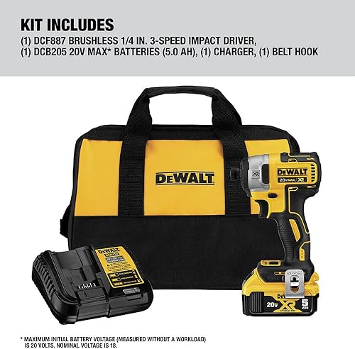 Miniatura 2 de DEWALT Destornillador de impacto 20V MAX* XR, 3 velocidades, 1/4 pulgadas (DCF887P1)