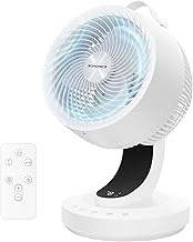 SONGMICS Tischventilator, Ventilator leise 20 dB, Luftzirkulator LED-Display, Fernbedienung, effiziente Kühlung, 70° Oszillation, 8 Geschwindigkeiten, 12 Std. Timer, wolkenweiß XFC001W1EU