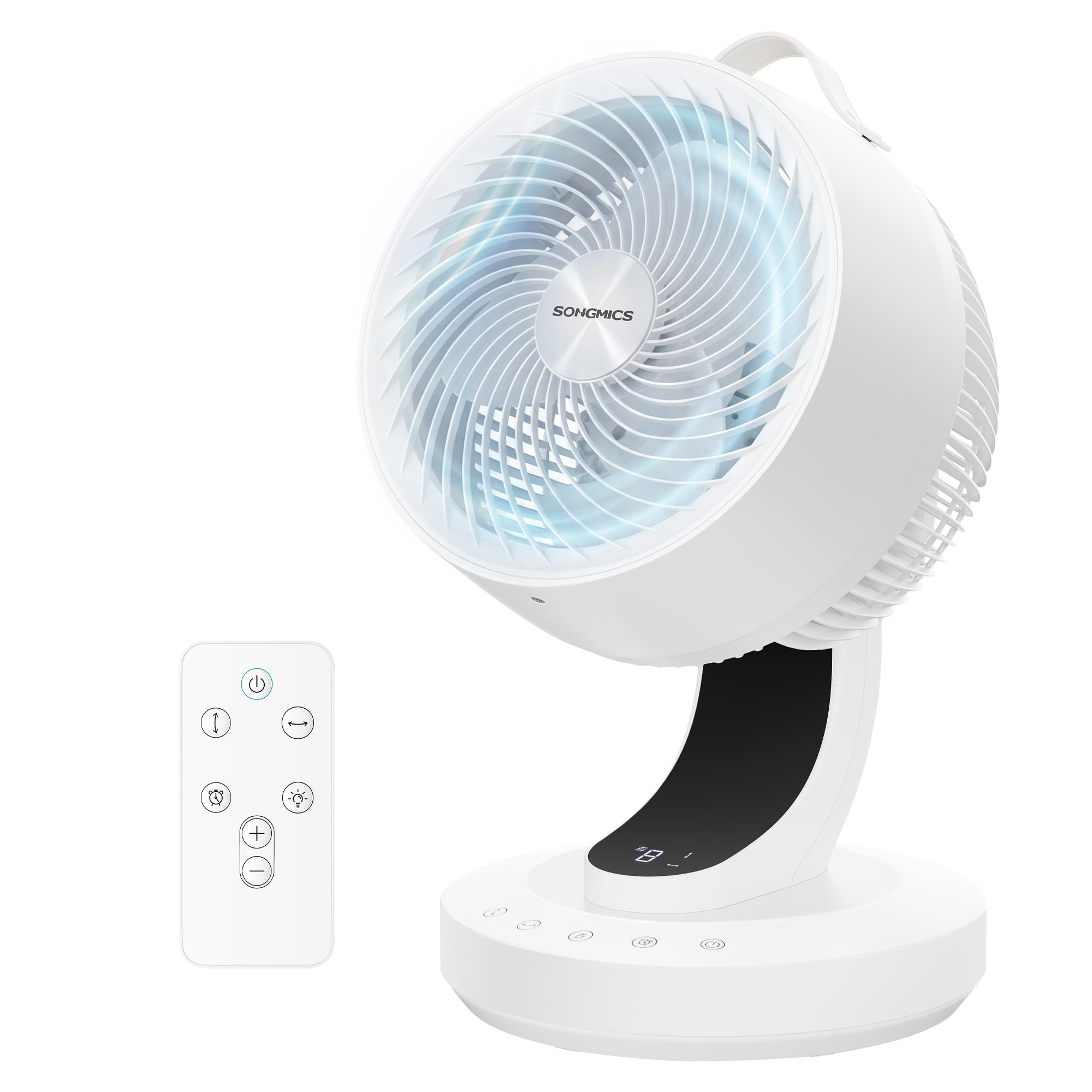 SONGMICS Air Circulator Desk Fan, 20 dB Quiet Fan for Bedroom, LED Display and Remote Control, Efficient Cooling and Air Circulation, 70° Oscillating, 8 Speeds, 12 h Timer, Cloud White XFC001W1UK