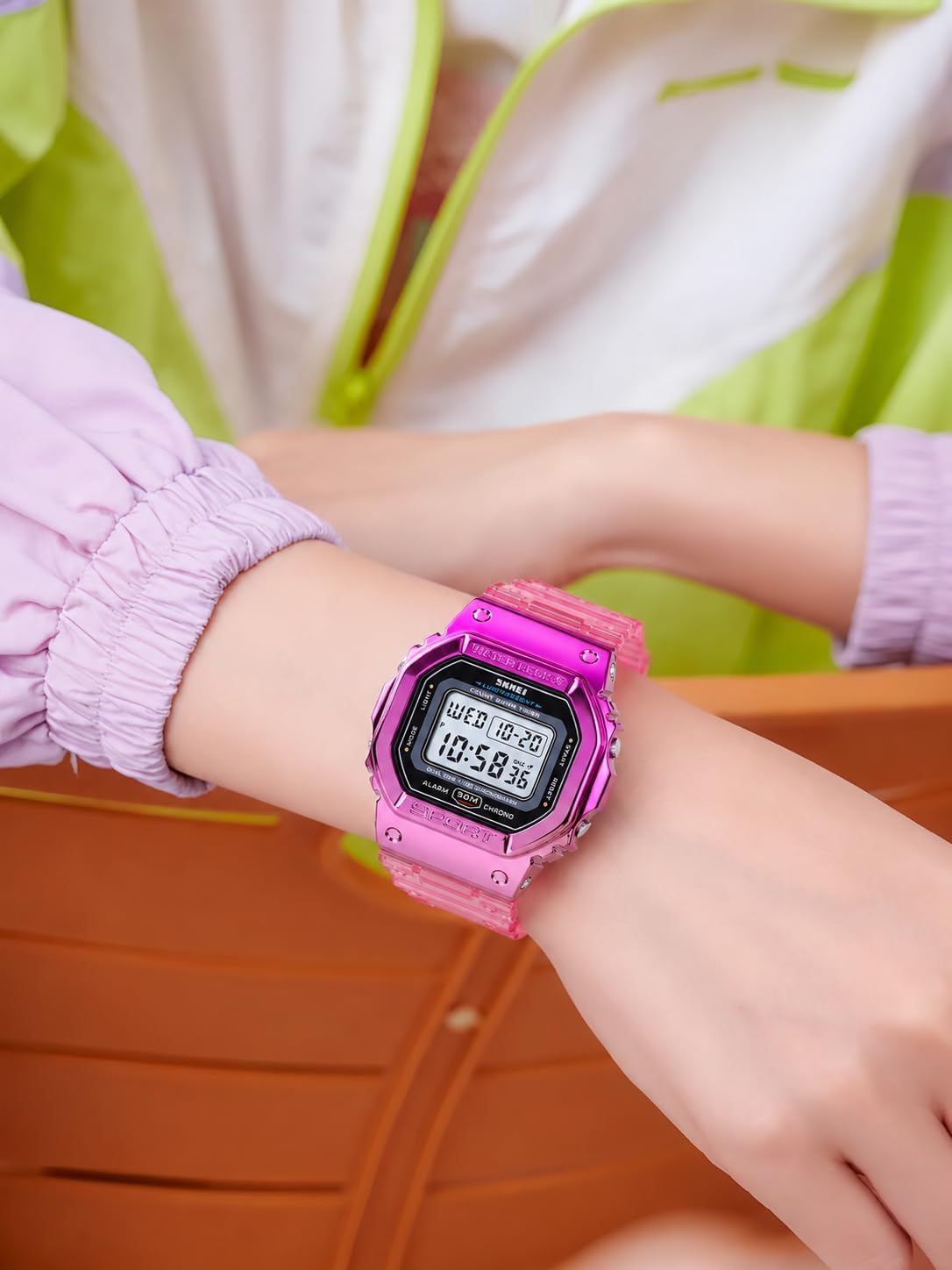 Gosasa Womens Watch Gradient Color Silicone Plating Digital Electronic Waterproof Sports Wristwatches Casual Watch Student Watches image 4