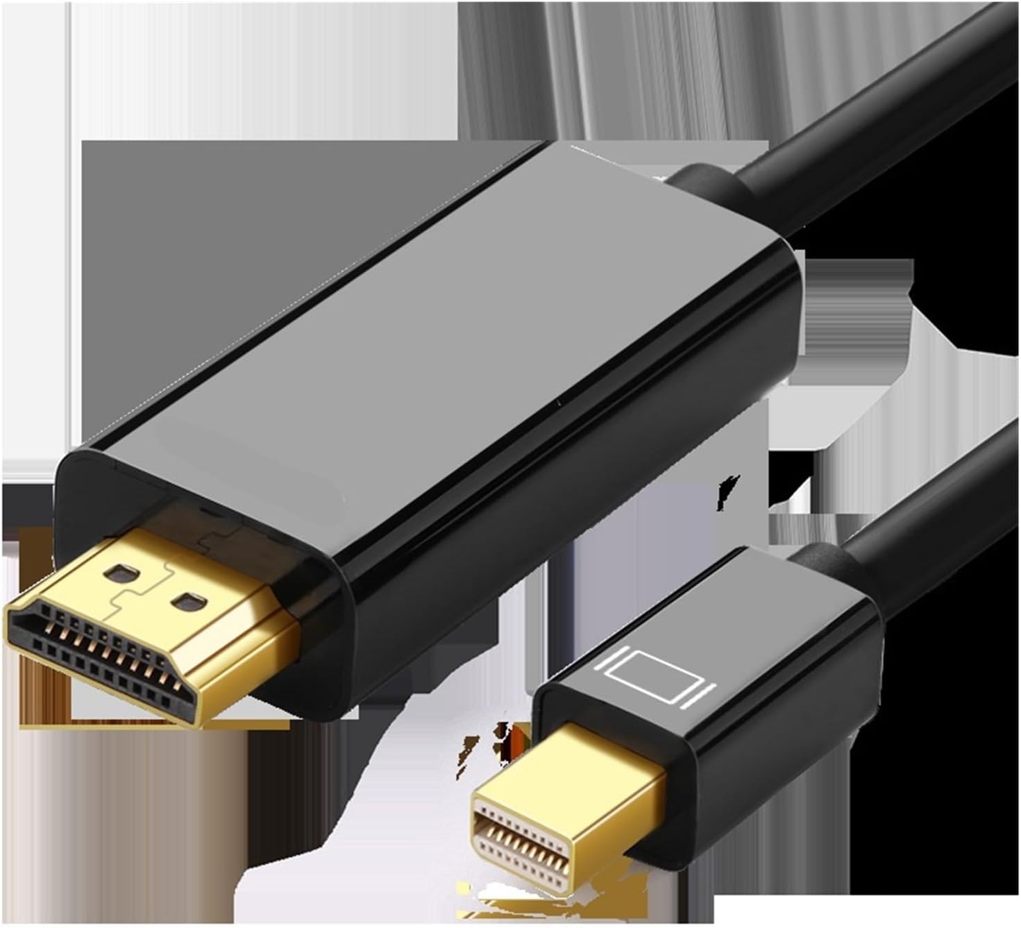 Minidp to hdmi high-Definition Cable Computer Adapter TV Monitor Screen 4K Projector mini Thunderbolt (Color : 1080P deep Black, Size : 3M)