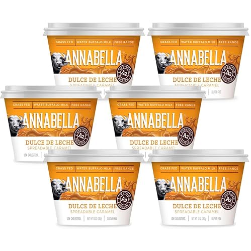 Annabella Water Buffalo Dulce de Leche, leche A2, sin gluten, alimentada con pasto sin OMG, mayor proteína, menos lactosa, crema para untar, hecha