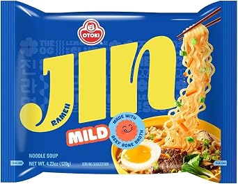 Ottogi Jin Ramen Mild Spicy Korean Instant Noodles Ramyun 120g (Pack of 10)