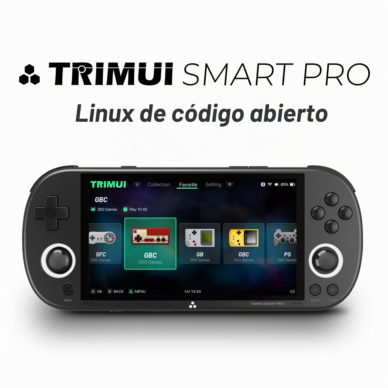 Trimui Smart Pro - Consola de juegos portátil de 12.6 cm, sistema Linux, procesador A133P, tarjeta SD de 128G, compatible con WiFi, multijugador, batalla en línea (negro)