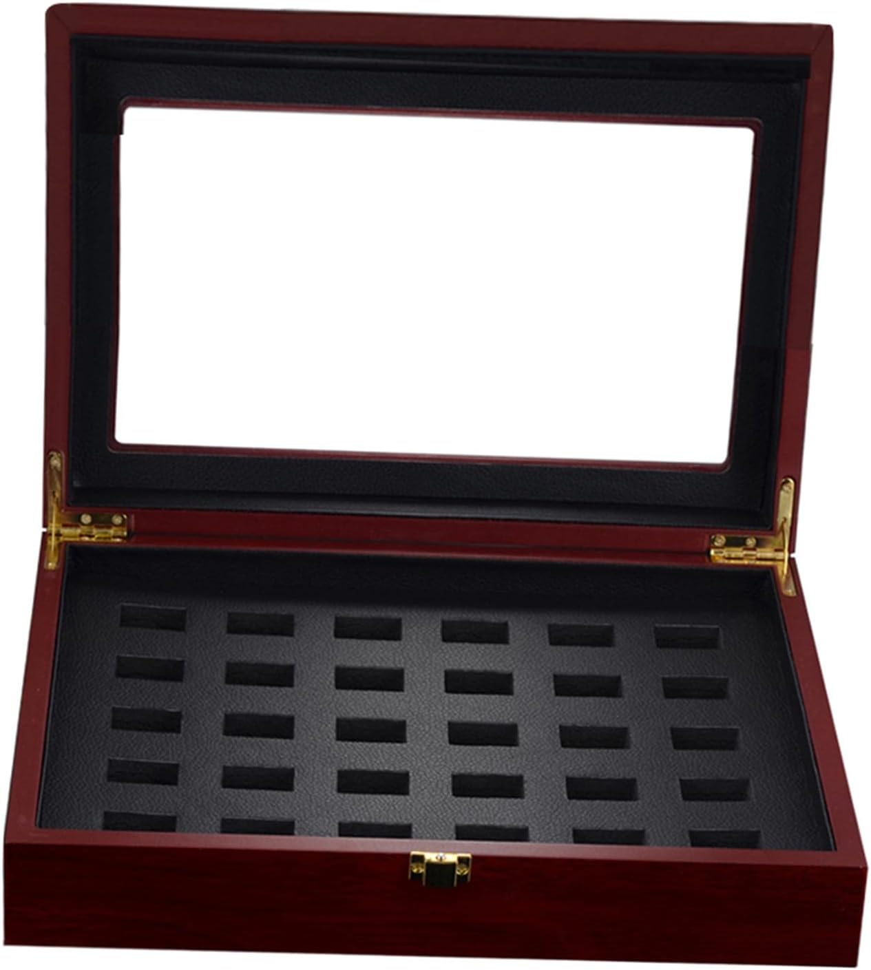Large Wooden Display Box Case for Championship Rings Storage 290x230x75mm - Your Rings from Scratches - Great for Sports Collectors and Wedding Bands