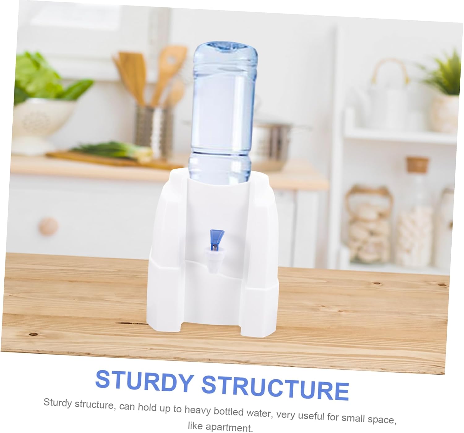 SEWACC Mini Water Dispenser Countertop Bottle Holder with Faucet Sturdy Plastic Stand for Water Jugs Space Saving Portable Support for Home Office Camping Rv and Outdoor Use