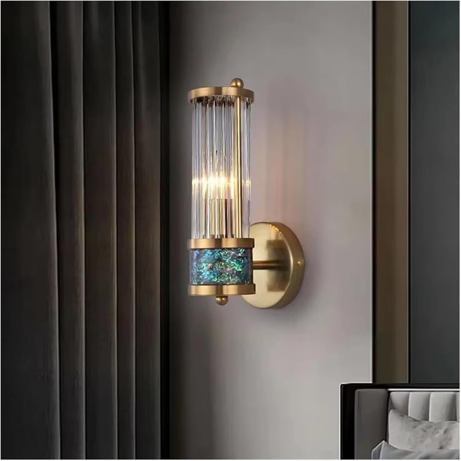 HPTHLY Gold Wall Lamps Indoor Wall Sconce Light Fixture For Bedroom Living Room Restaurant Vanity Background Wall Lighting Decorative Lamp (Green-27Cm)
