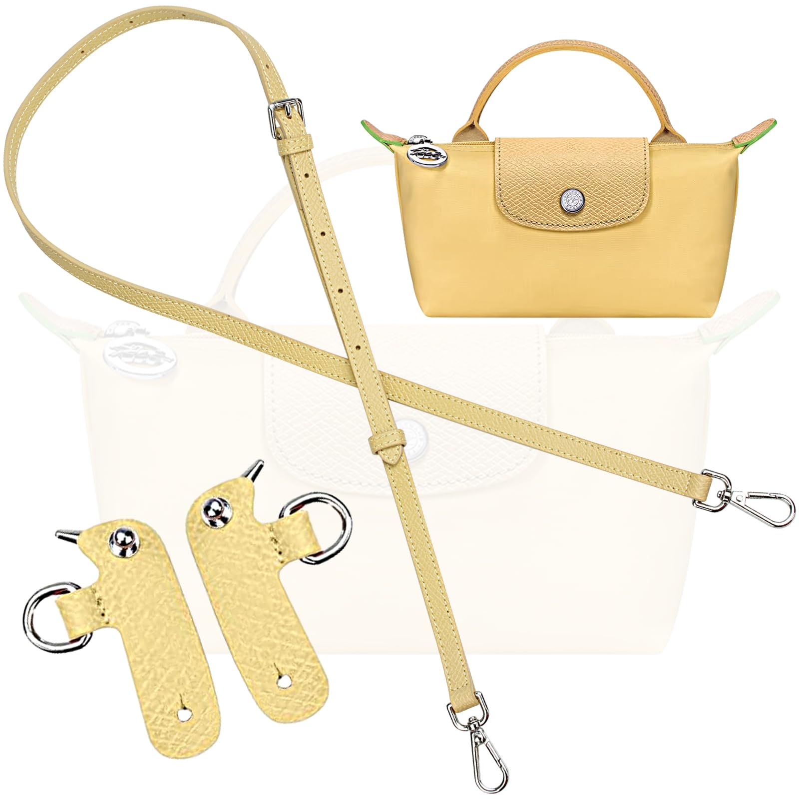 Bag Leather Strap Replacement Crossbody Shoulder Straps for MINI Pouch, No Damage Conversion Kits Accessories (MINI-Wheat Yellow-S)
