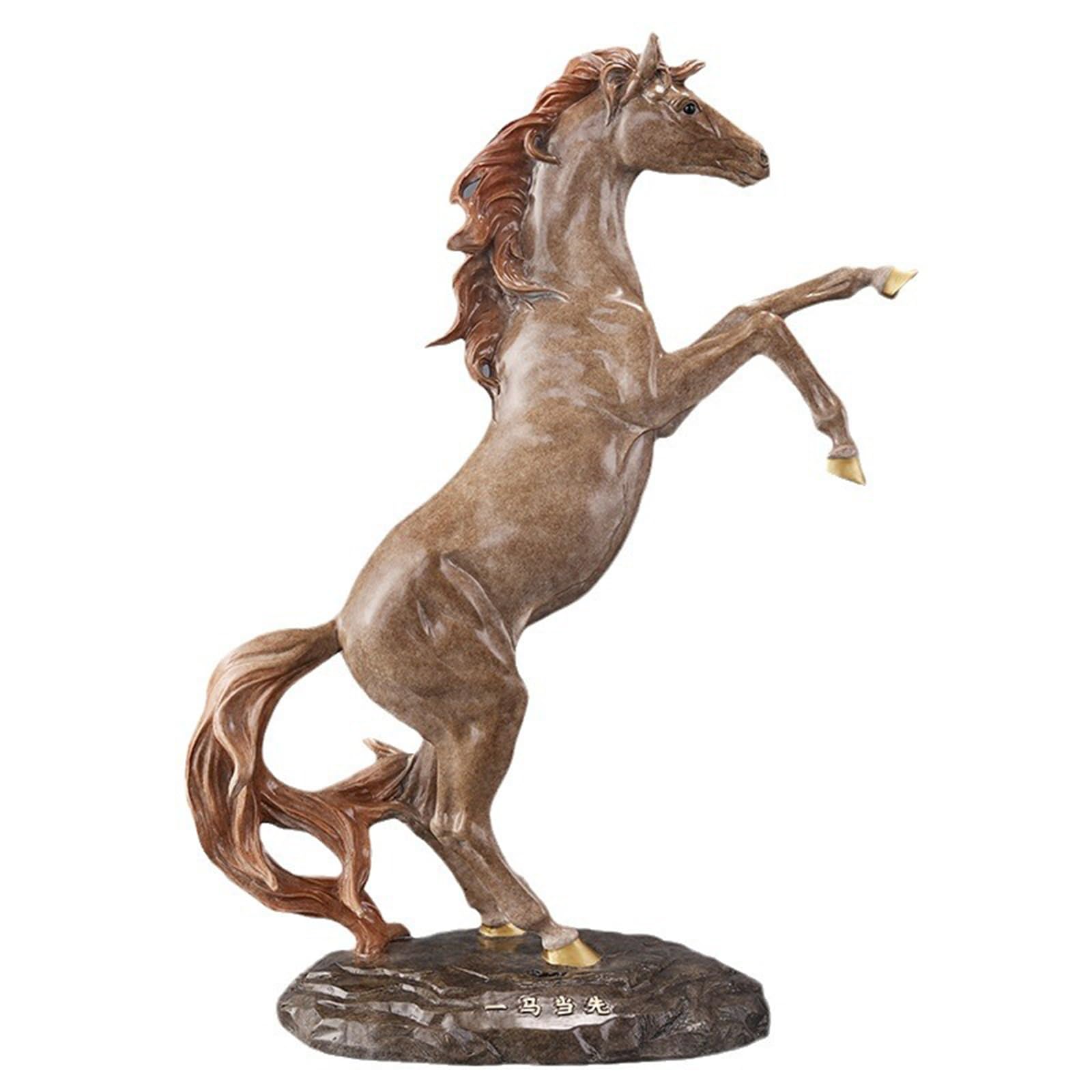 Figura de caballo de latón pintada color, escultura de caballo encabritado