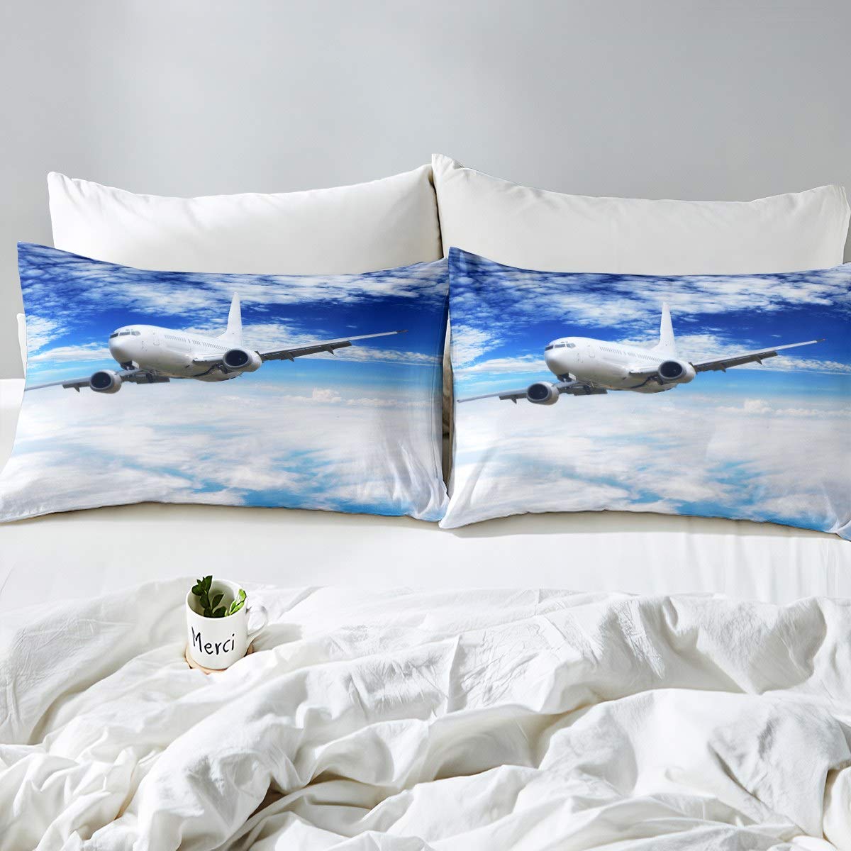 Loussiesd Set di biancheria da letto in 100% cotone con copripiumino