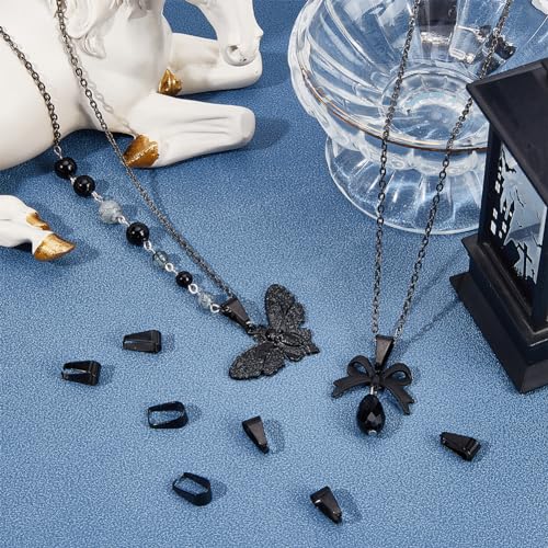 SUNNYCLUE 1 Box 30Pcs Stainless Steel Pendant Bail Pinch Bails Black Snap on Bails Silder Pendant Clasps Ice Pick Pinch Bail Dangle Charm Beads Clasps Pendant Connectors for Jewellery Making Findings - Image 4