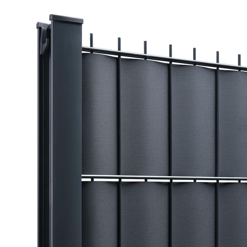 Easy Clôture Kit Lamelles PVC Bande Brise Vue pour Panneau Double Fils - L 2m50 - H 1m03 - Gris Anthracite