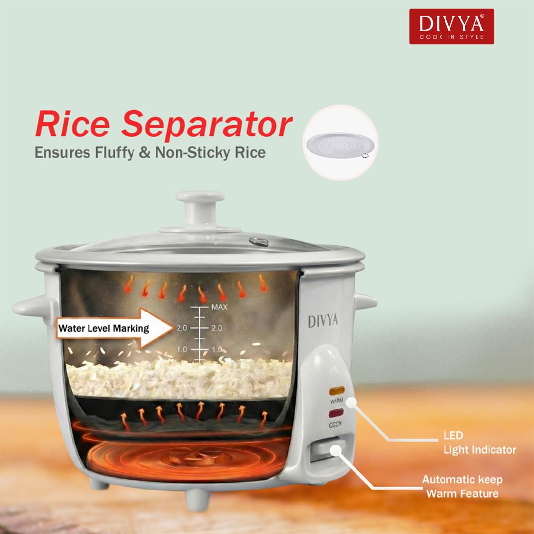 DIVYA Rice Cooker - 0.6L Compact & Easy to Use -5
