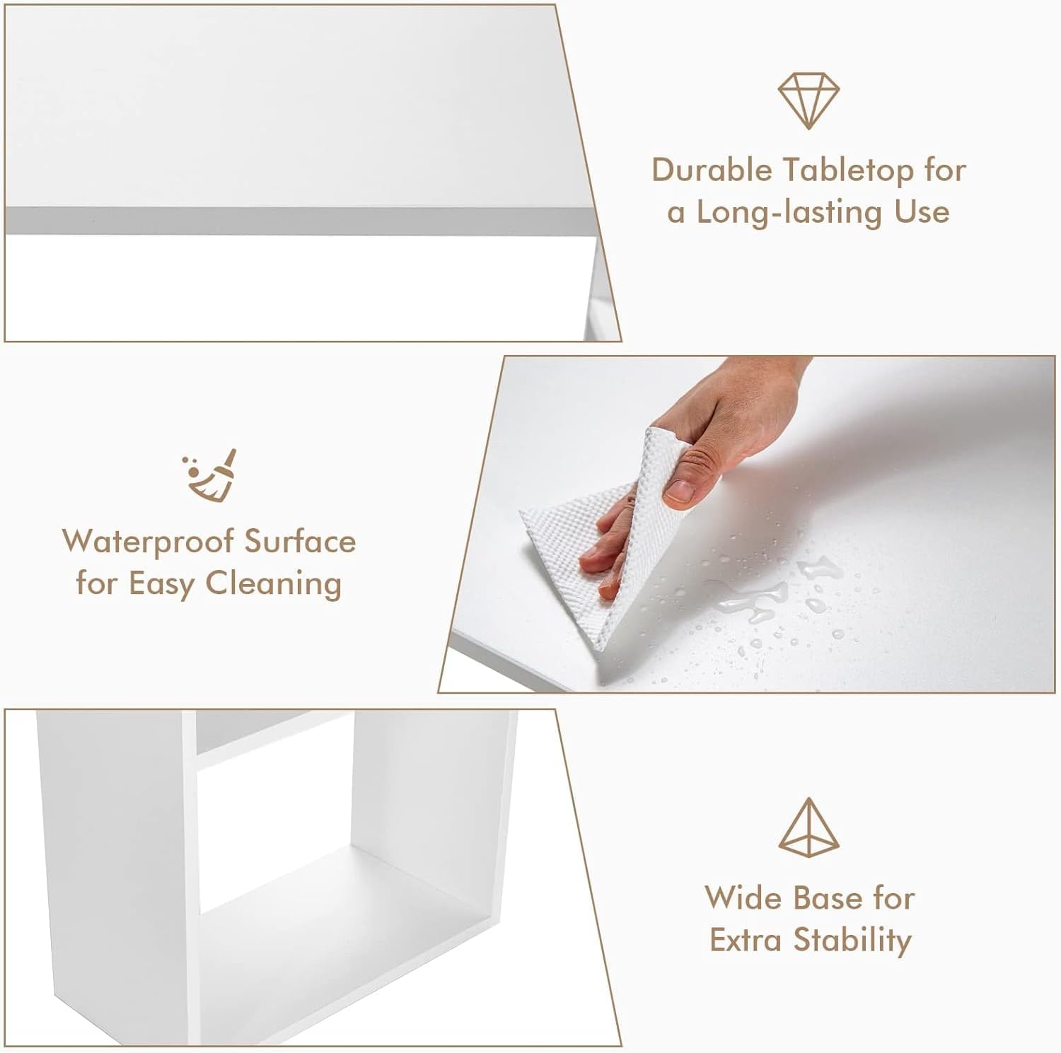 LDAILY Computer Desk with Bookshelf, 48” Modern Office Desk w/ 6-Tier Storage Shelves, CPU Stand, Wider Base, 3-in-1 Reversible Study Table, Writing Desk for Home Office, Bedroom, Study Room (White)