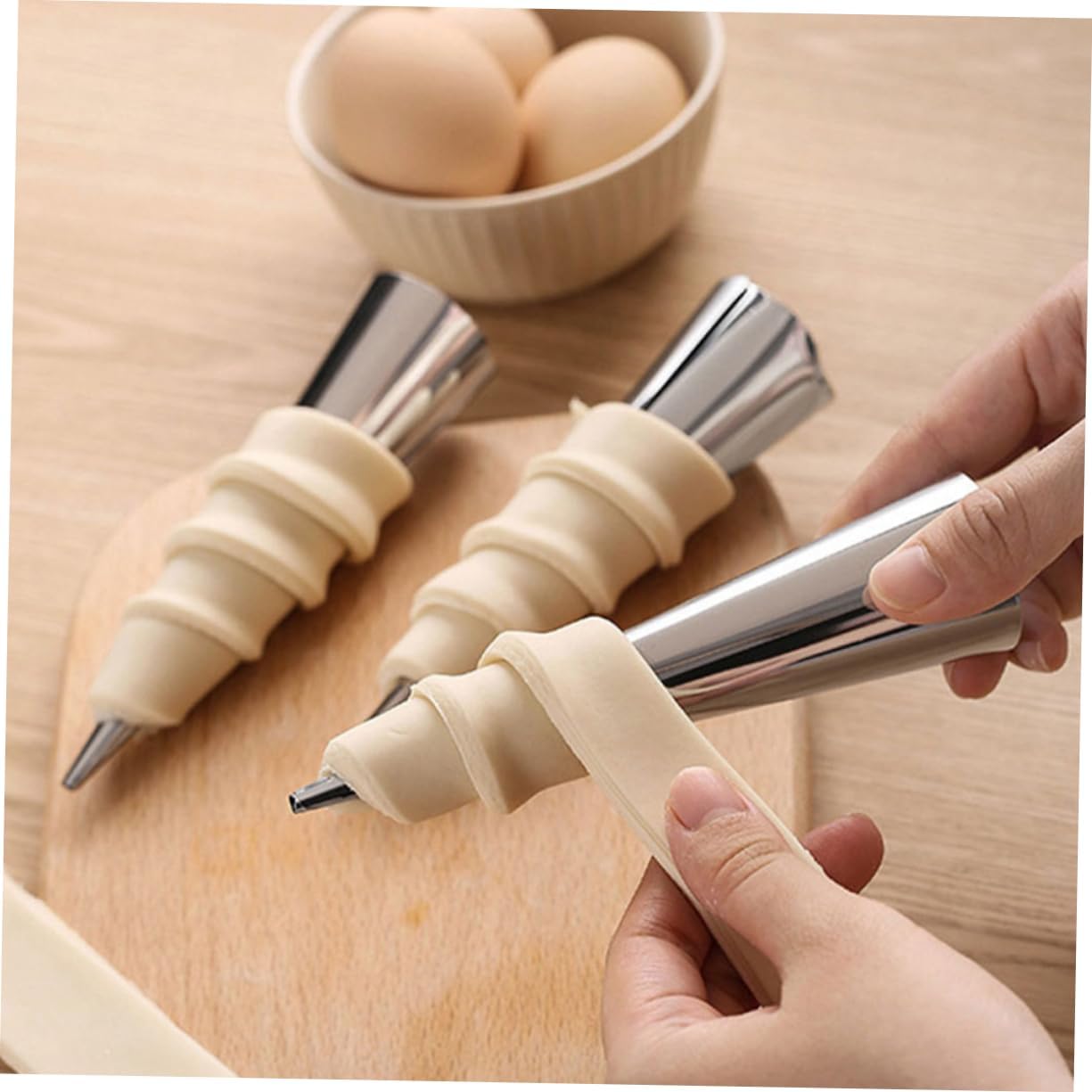 10pcs Diy Croissant Baking Tools Stainless Steel Horn Molds Tube Cone Shaped Space-saving Design