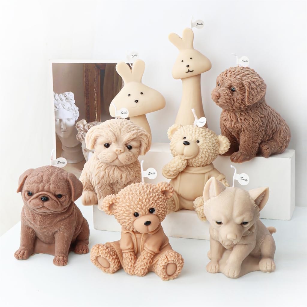 Dog/Bear/Shaped Candle Mold Animal Candle Silicone Mold for Candle Soap Plaster Ornament Room Decoration