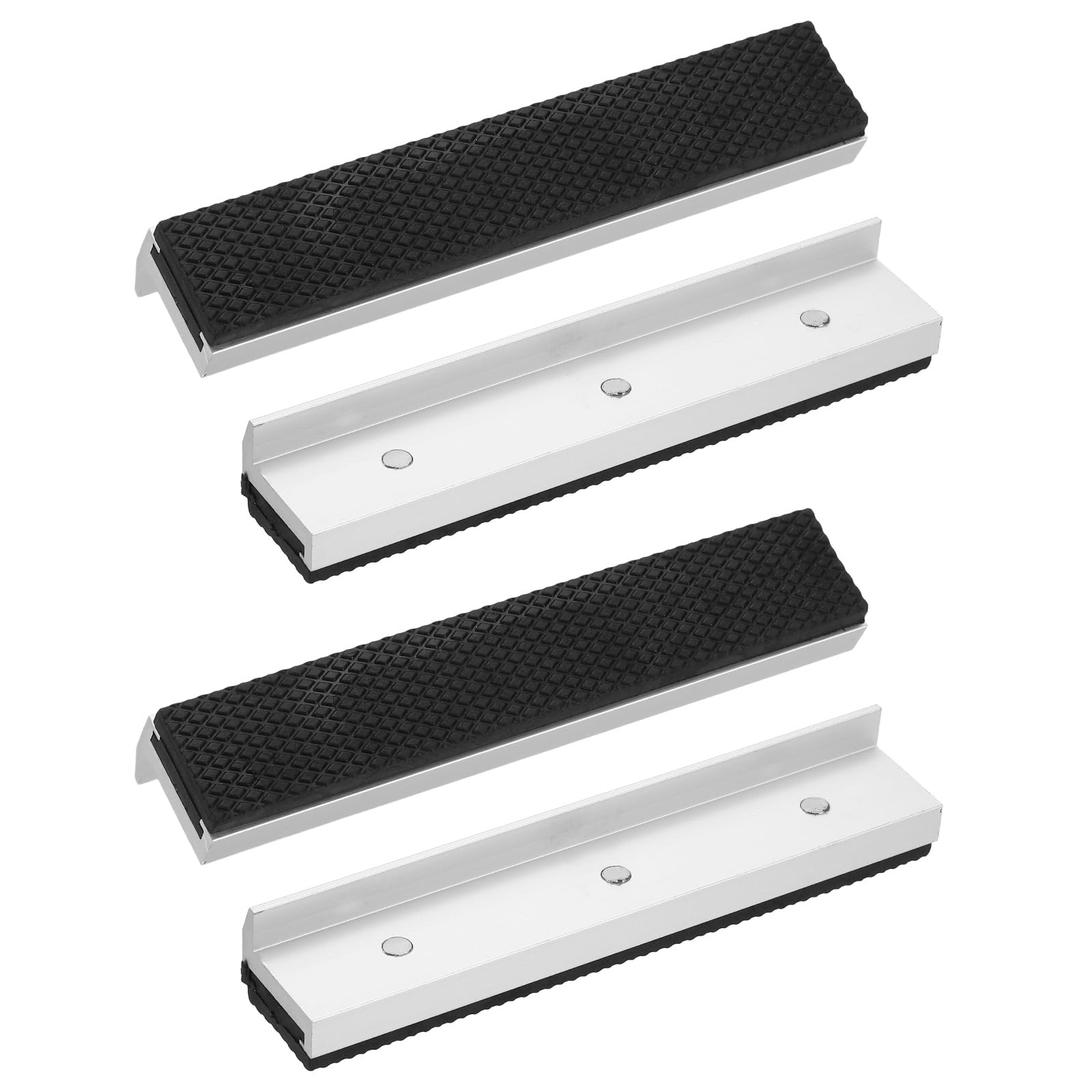 sourcing map 2 Set Vise Jaw Pads 6" Aluminum Magnetic Vise Soft Jaws Standard Anti-Scratches Vice Covers Tools for DIY Making Woodworking Clamping Plumbing, Silver/Black