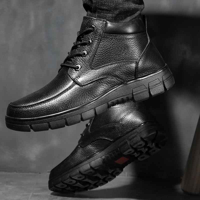 Men's Ankle Boots Short Boots Work & Safety Boot Outdoor Leather High-top Lace Up Cotton Padded Warm