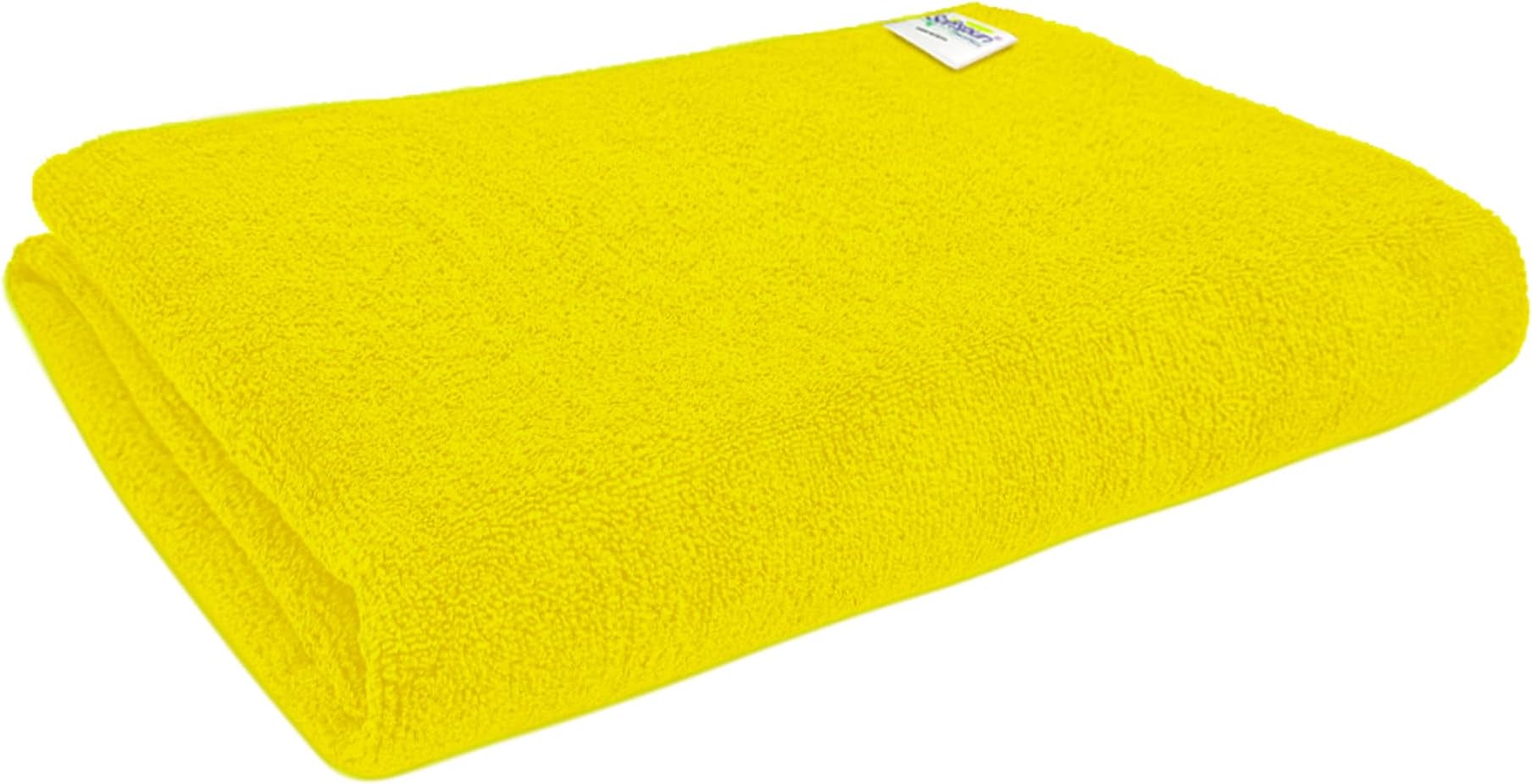 SOFTSPUN Microfiber Hair & Face Care Bath Towel 1pc 70x140cm 340 GSM Yellow Ultra Absorbent Super Soft & Comfortable Quick Drying for Men & Women Daily Use Pack of 1 Extra Large Size Unisex.