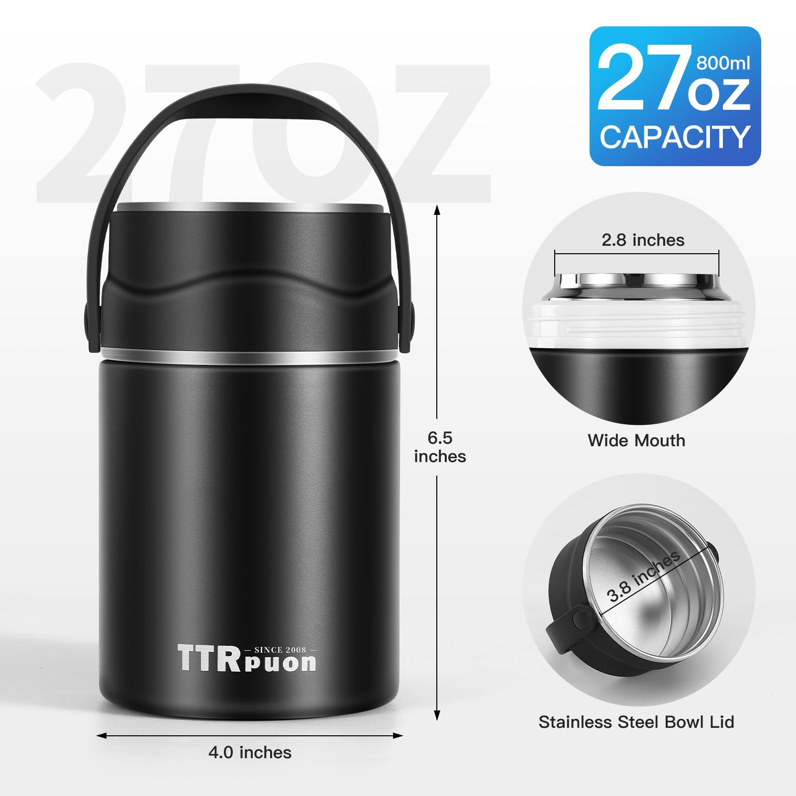 Contenitore Termico In Acciaio Inox 18/8 Con Cucchiaio Pieghevole – 822g – Bianco