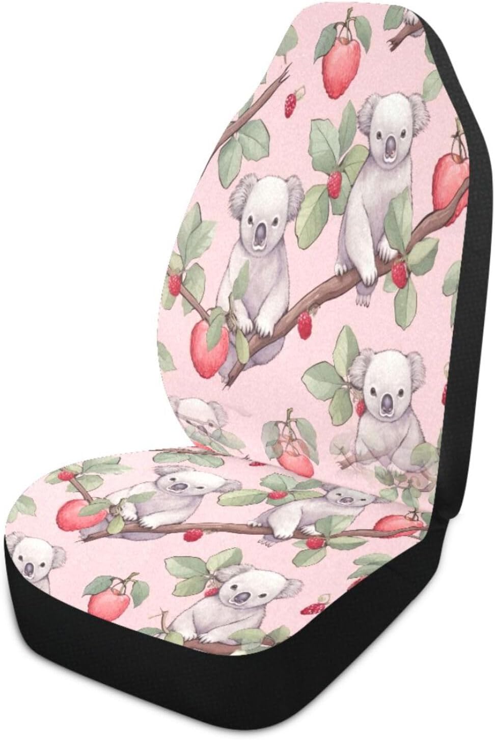 360° Small Koala Strawberries Car Seat Covers Full Set - 1 Pack Elastic & Breathable Protective Cushion Universal Fit for SUV Truck Sedan Van Front Seats | Anti-Slip Seat Protector#242