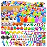 KissFuture 200 PCS Prefilled Easter Eggs with Toys Inside, Easter Eggs Filled for Egg Hunt, Easter Basket Stuffers for Kids, Easter Classroom Prizes, Easter Party Favors for Kids
