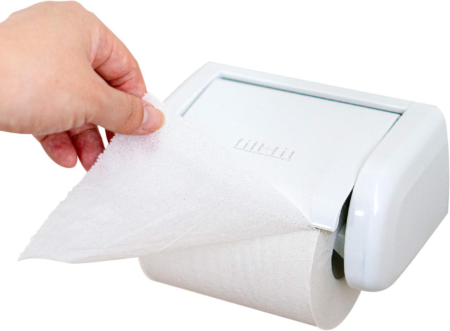 OKA Fill+Fit One-Touch Toilet Paper Holder, White (Our House Venetization Plan Paper Dispenser)