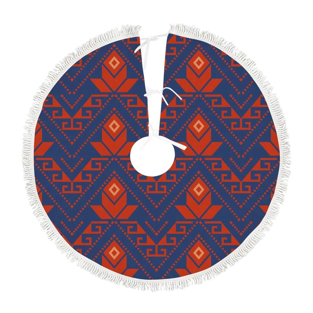 Tapis de sapin de Noël rétro en peluche courte colorée 122 cm