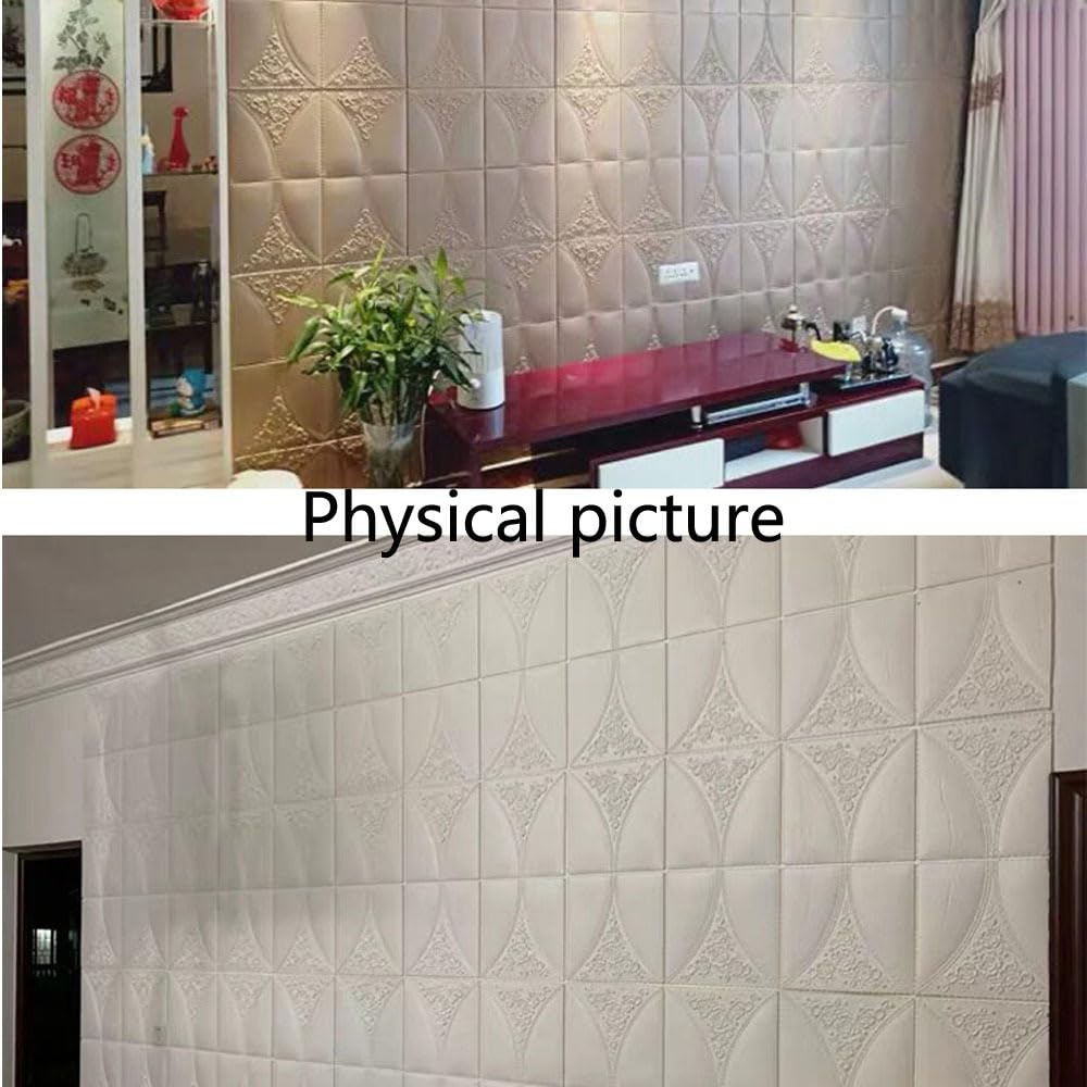 Odklej i naklej tapetę płytki 70 cm x 70 cm sztuczna tapeta 3D szara samoprzylepna zdejmowana ściana papier kontaktowy odporny na zachlapanie sypialnia, I, 70 x 70 cali / 4 szt