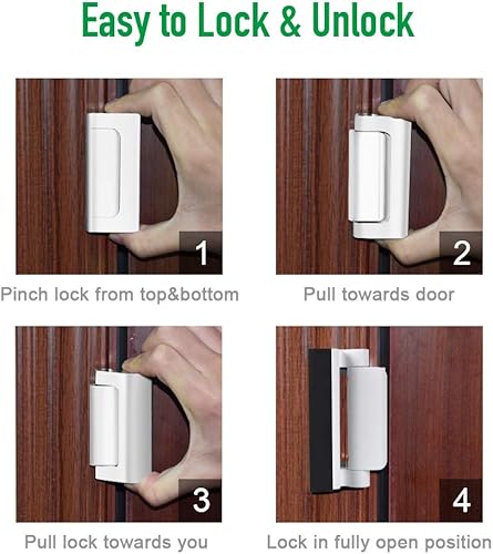 Miniatura 4 de Cerradura de refuerzo para puertas, cerradura de seguridad de 3 pulgadas para niños, cerraduras a prueba de niños para puertas con apertura hacia