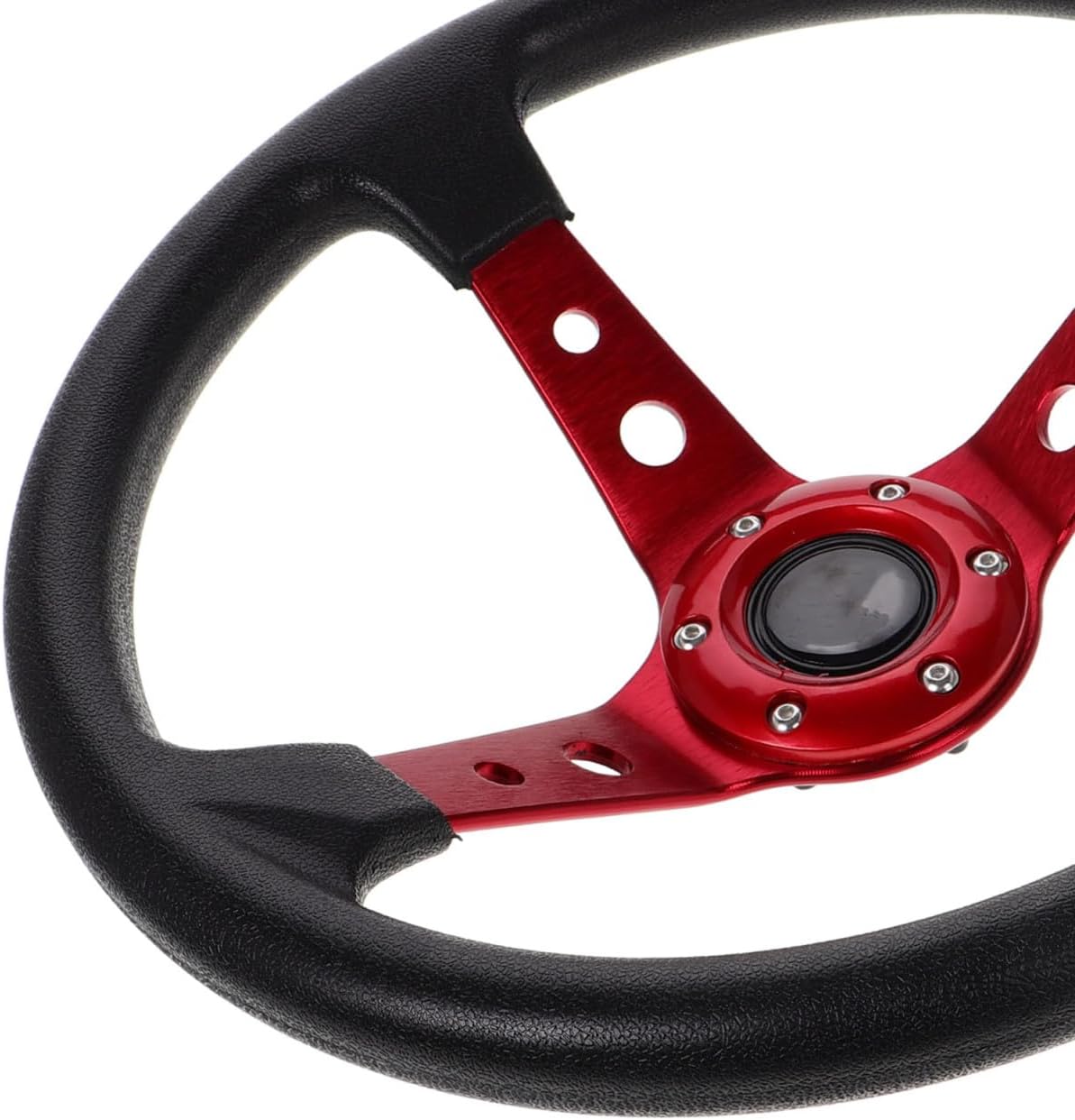 14 Inch 350mm Red PU Racing Steering Wheel with Horn Button