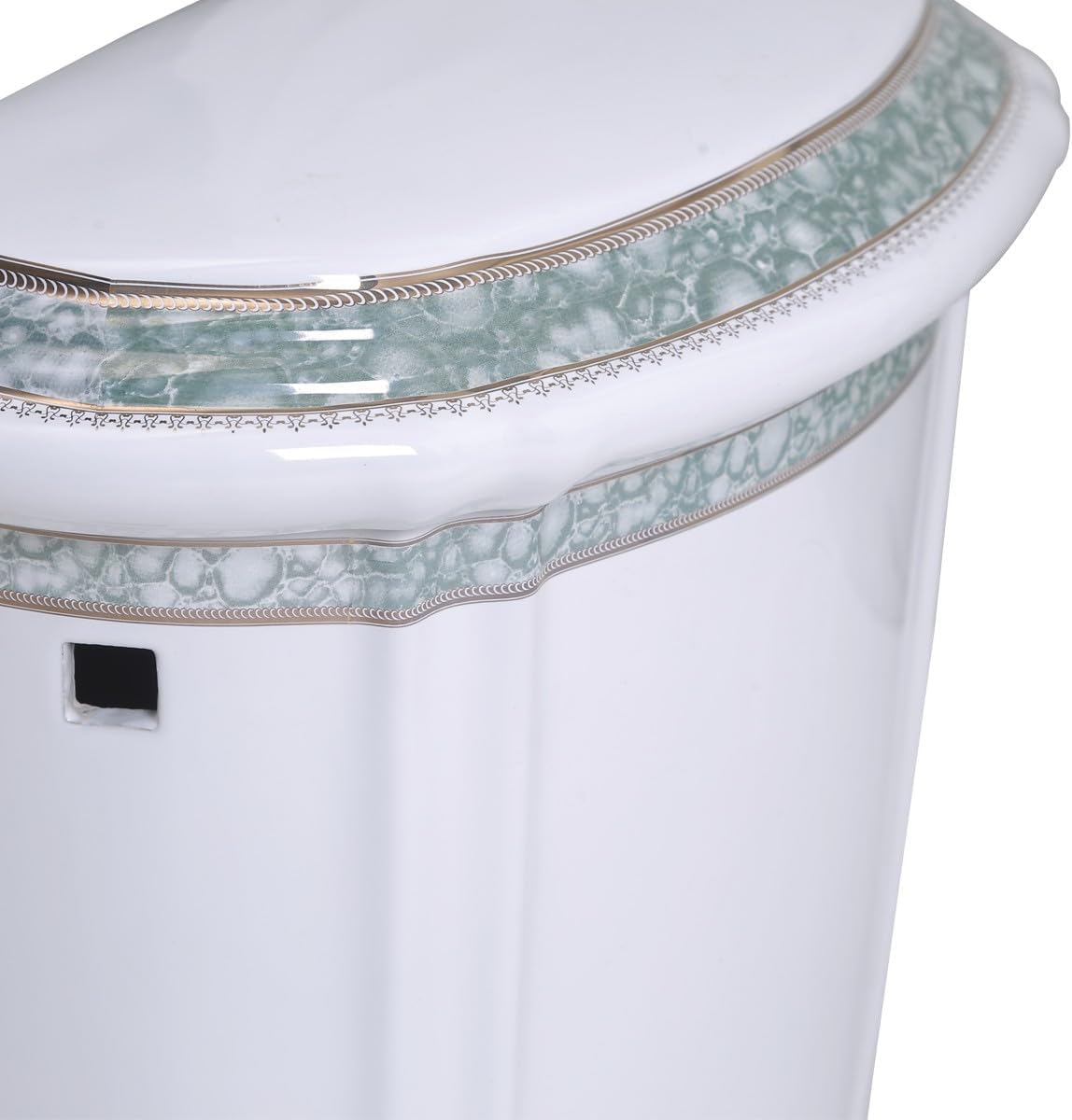 Part White/Green Vitreous China Toilet TANK ONLY L-pipe Sage Gr. And Gol