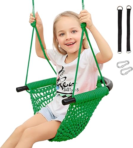 RedSwing Asiento de columpio para niños con cuerdas ajustables, asiento de columpio infantil tejido a mano, ideal para árbol, exterior, interior,